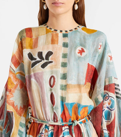 ALM Michelle Printed Ramie Midi Dress