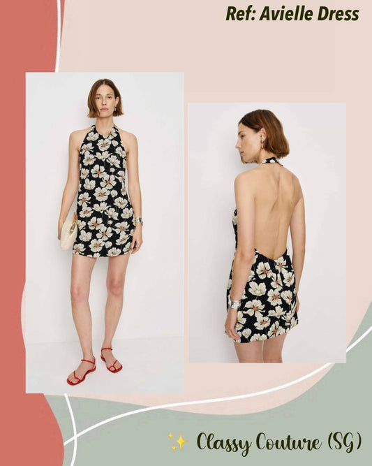 Ref Avielle Viscose Halter Open Back Mini Dress