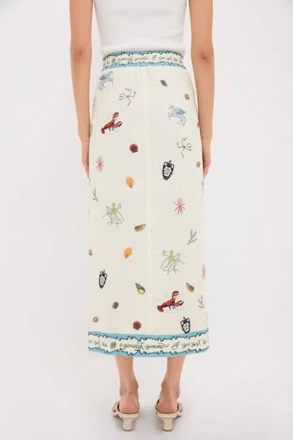 ALM Sandy Embroidered Linen Midi Skirt