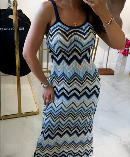 MJ Metallic Crochet-Knit Mizag Sleeveless Top | Rizag Strappy Midi Dress