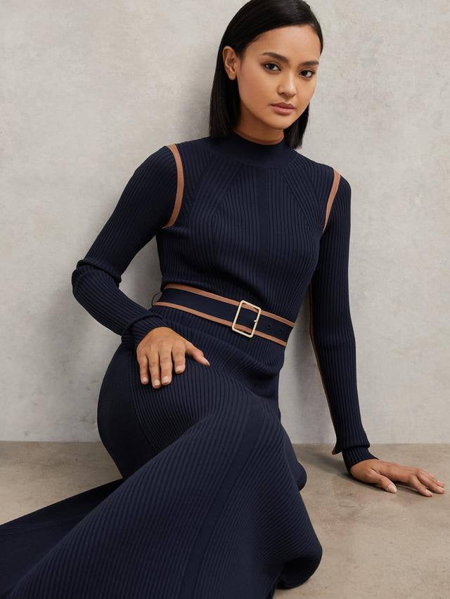 RS Ella Colour Block Jumper Belted Midi Dress