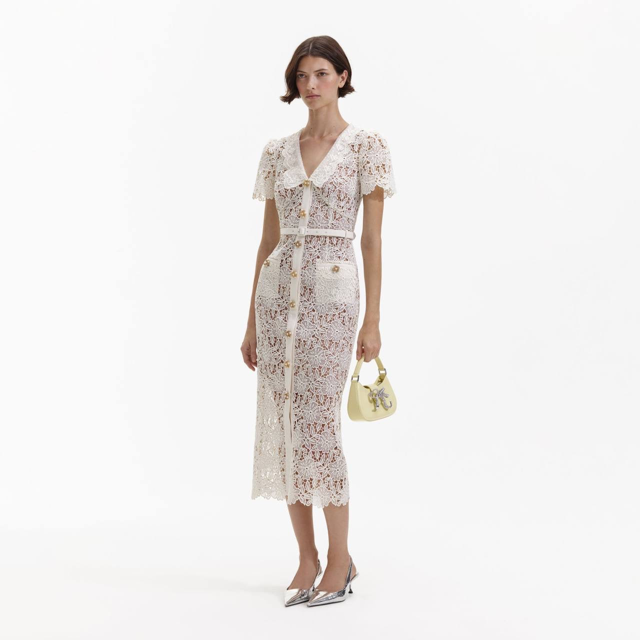 SP Cream Lace Midi Dress with Collar