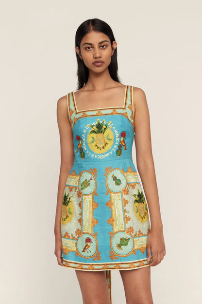 ALM La Musica Tie Back Linen Mini Dress