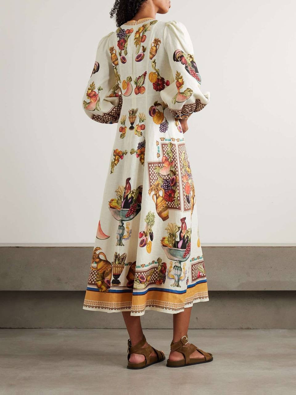 ALM Mercado Long Sleeved Linen Midi Dress