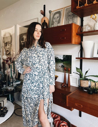 AA Alessandra Sarong Linen Midi Dress Shirtdress