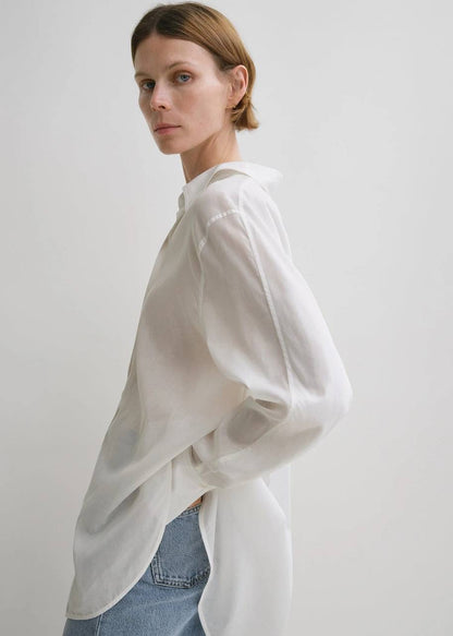 TOT Kimono-Sleeve Cotton Shirt White