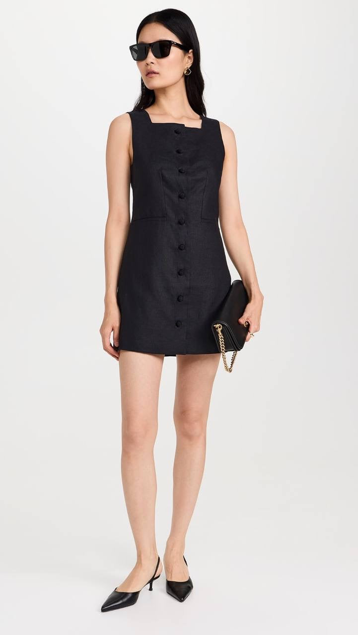 PSE Rio Button Linen Shift Mini Dress