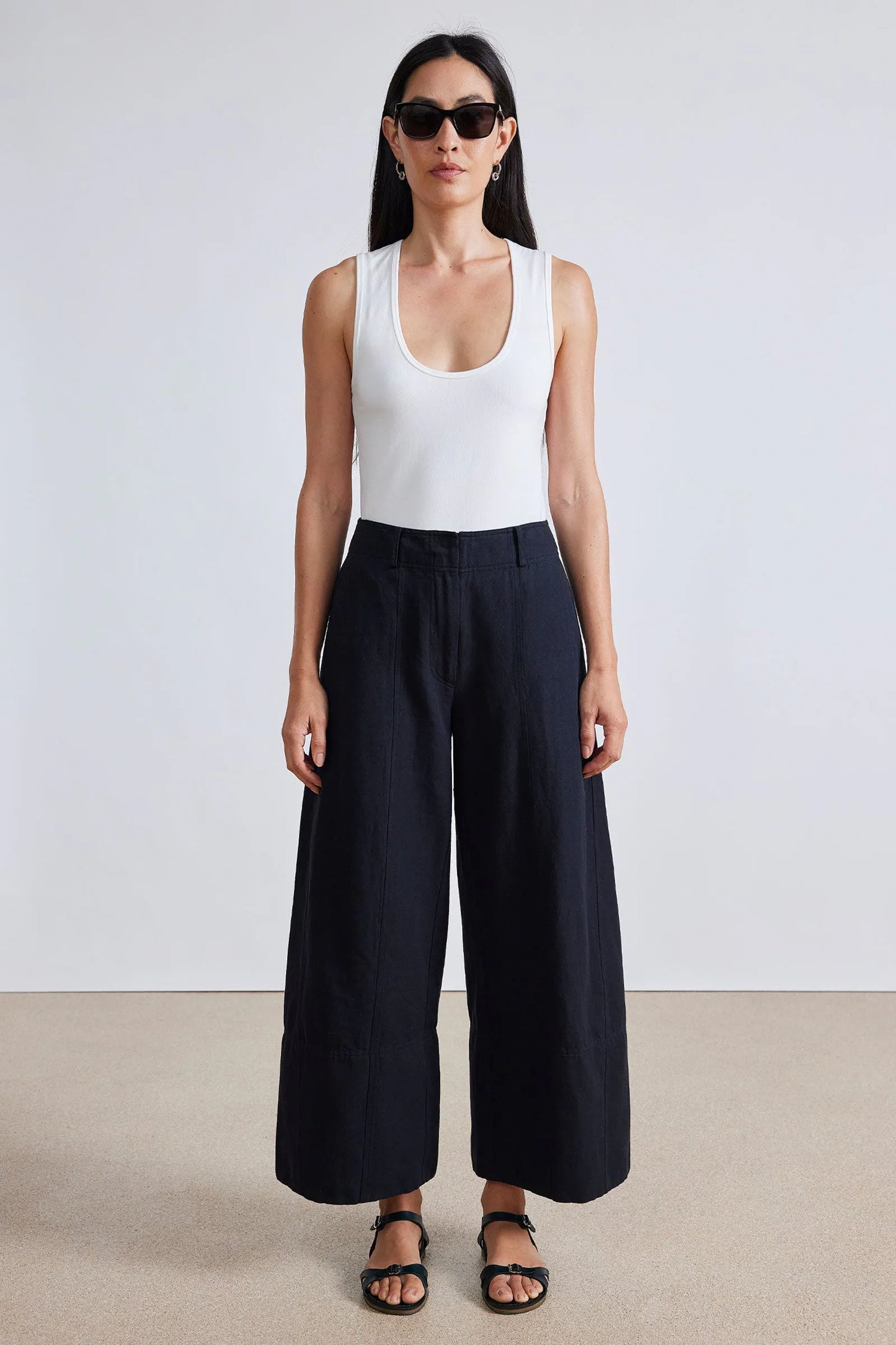 AA Malou Wide Leg Linen-Cotton Pants