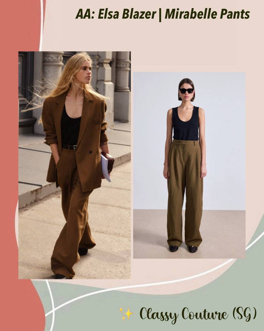 AA Elsa Blazer | Mirabelle High Waist Pants | Wool-linen Set