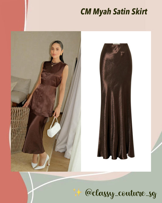 CM Myah Satin Skirt in Chocolate Brown