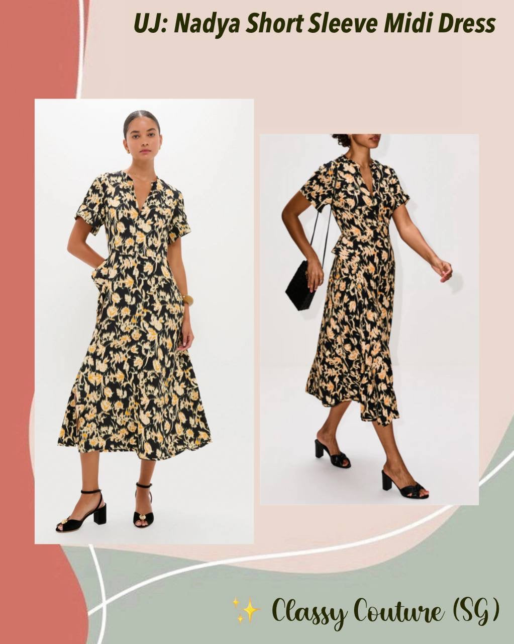 UJ Nadya Viscose Short Sleeve Midi Dress