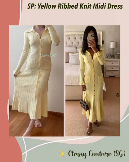 SALE! SP Yellow Ribbed Knit Midi Dress