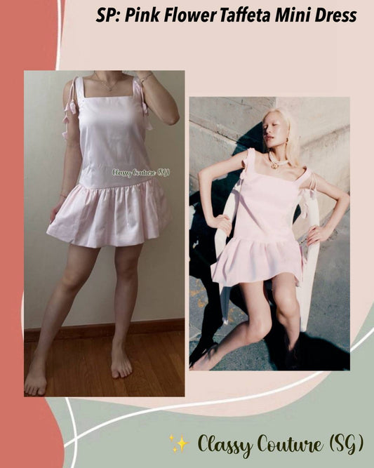 SP Pink Flower Taffeta Shift Mini Dress