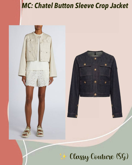 MC Chatel Button Sleeve Cotton-linen Crop Jacket