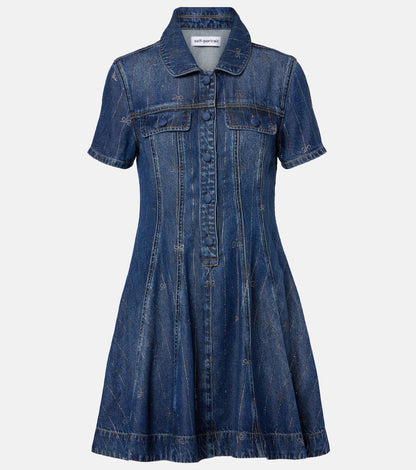 SP Rhinestone Stripe Denim Mini Dress