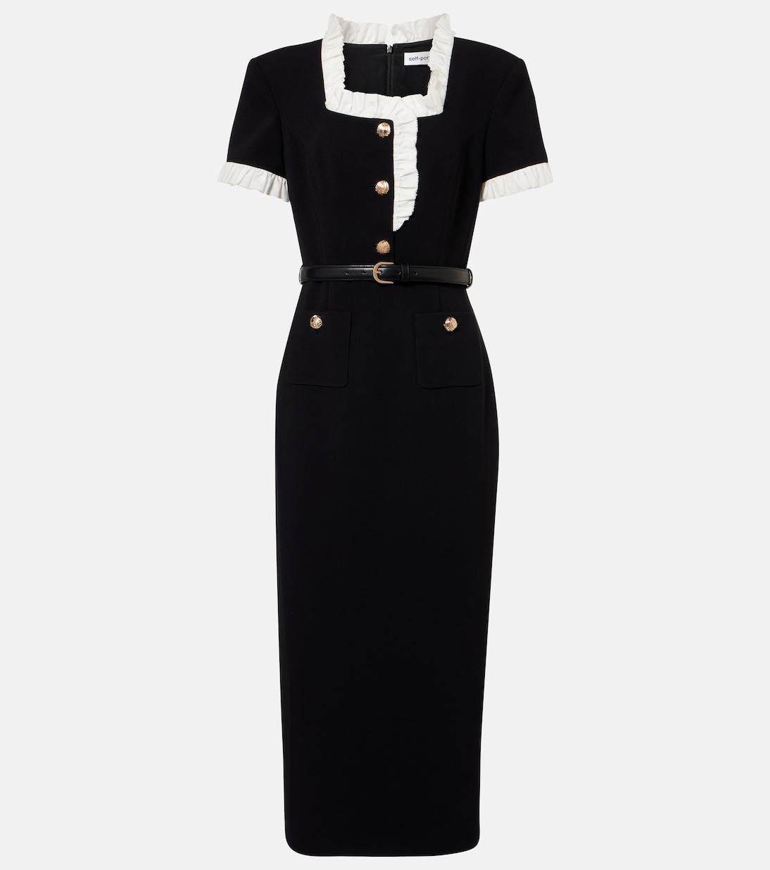 SP Black Contrast Frail Midi Dress