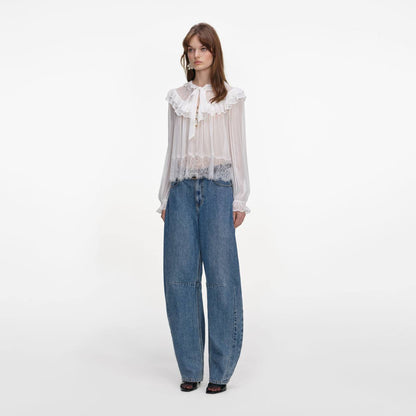 SP White Georgette Lace Blouse