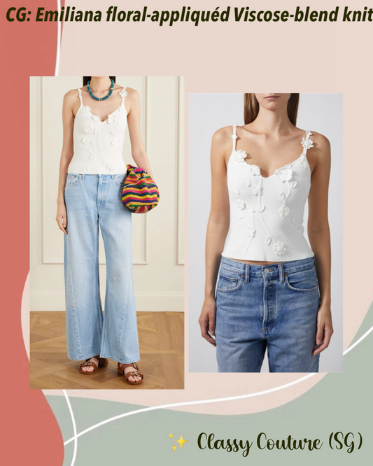 CG Emiliana Viscose-blend Knit 3D Floral-Appliqué Top