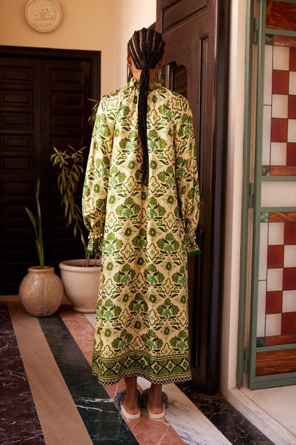 ALM Cece Silk Long Sleeve Midi Dress