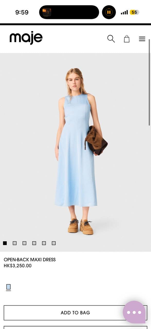 MJ Blue Sky Open-Back Viscose Midi Maxi Dress