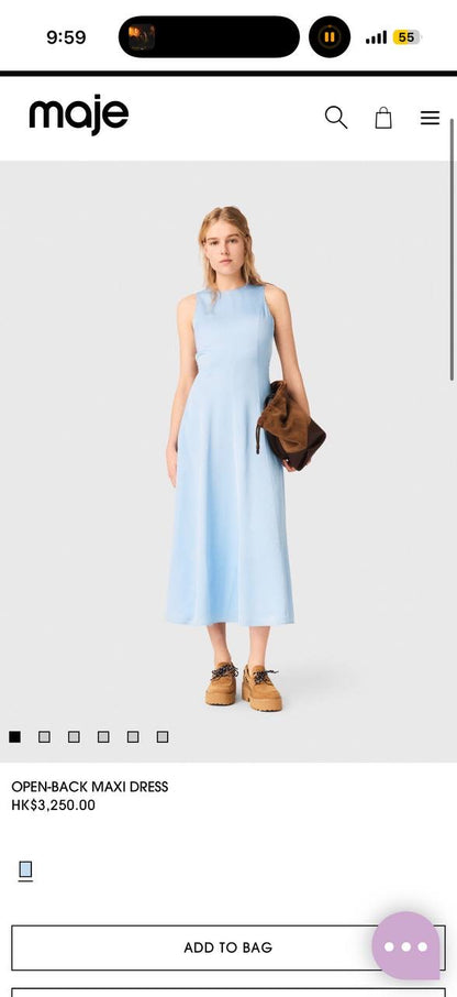MJ Blue Sky Open-Back Viscose Midi Maxi Dress