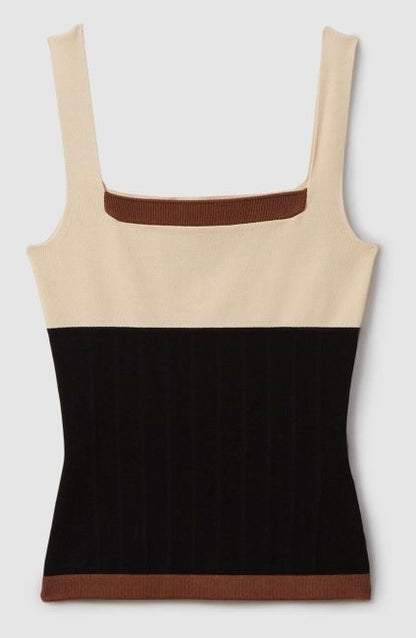 RS Knitted Sleeveless Contrast Detail Colour Block Tank Top