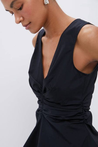 VB Aiden Ruched V-Neck Cotton Top