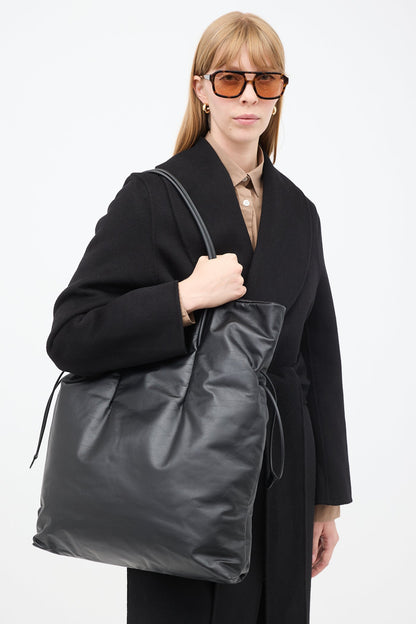 TR Polly Smooth Calfskin Leather Drawstring Tote Bag
