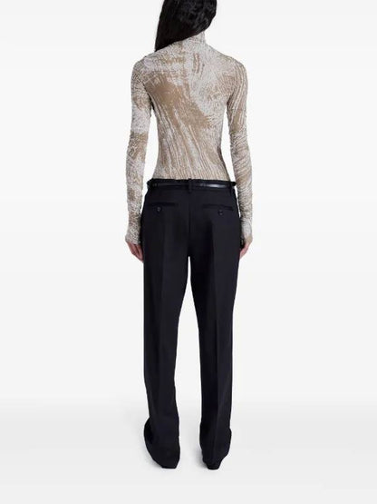 PS Rio Printed Jerset Long Sleeve Mock Neck Top