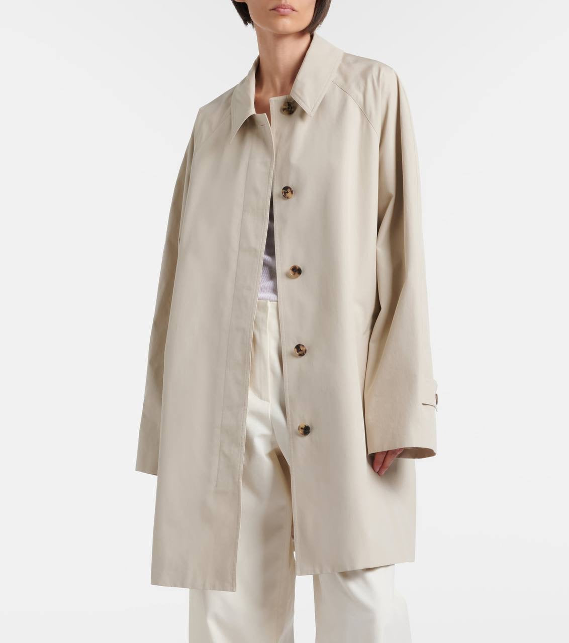 TR Amaya Washed Cotton Trench Car Coat in Beige (lining replaced)