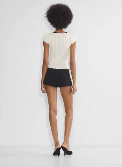 ARZ Soloist Wonder Yarn Viscose-blend Short Sleeve Sweater Top