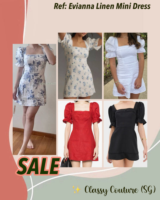 SALE! Ref Evianna Puff Sleeve Linen Mini Dress