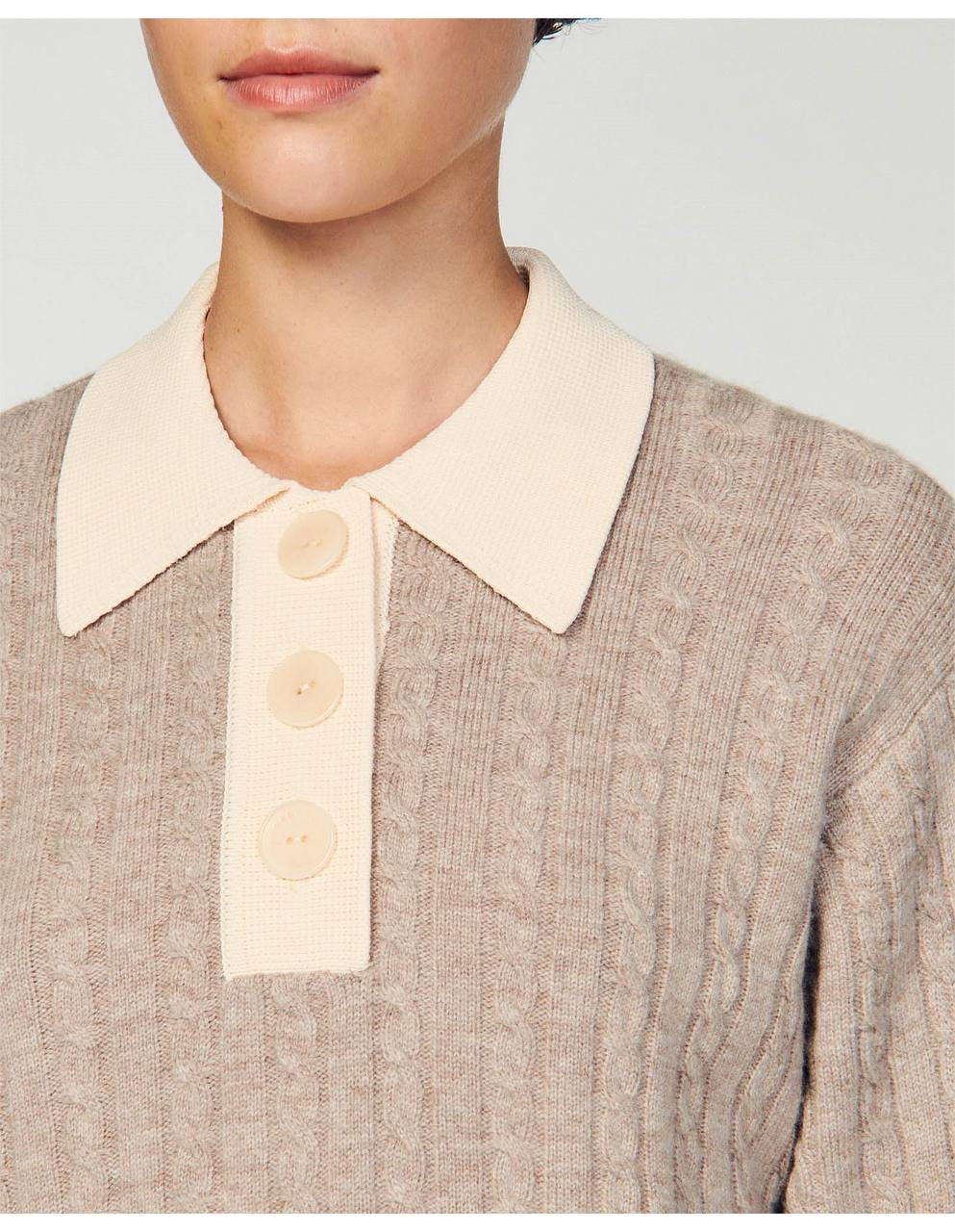 SD Reno Wool-Cashmere Contrast Collar Knit Sweater