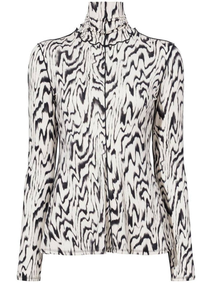 PS Audrey Printed Jersey Turtleneck Top