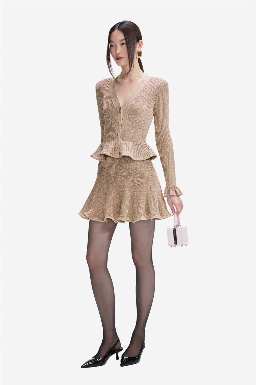 SP Gold Lurex Peplum Mini Dress