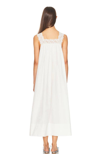 HS Sleeveless Tech Poplin Midi Dress with Lace