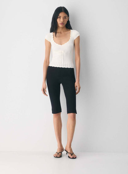 ARZ Soloist Wonder Yarn Viscose-blend Short Sleeve Sweater Top