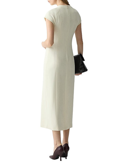 TH Admiral Crepe Short Sleeve Midi Dress