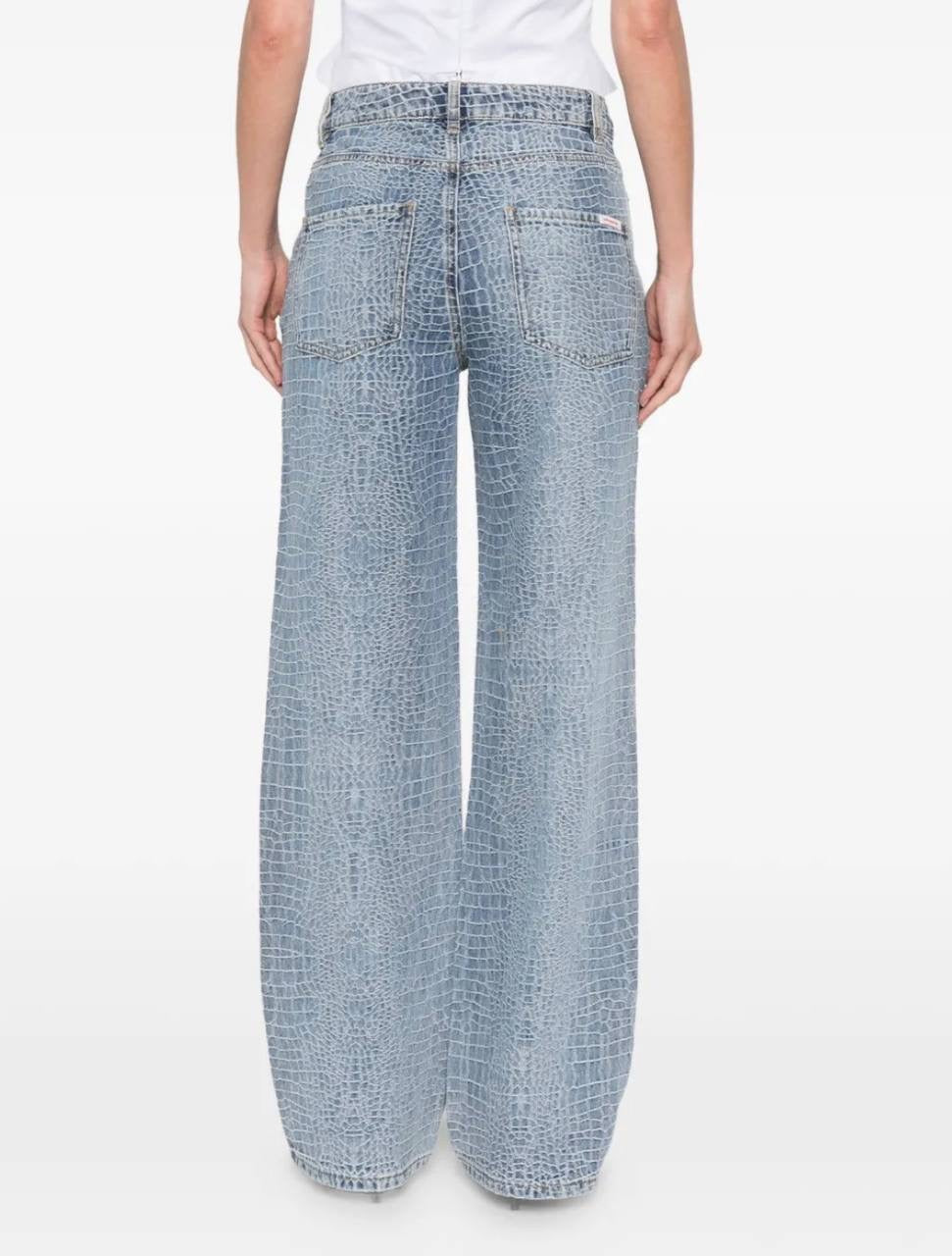 SP Croc Effect Front Zip Jeans