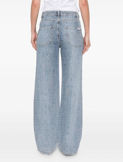 SP Croc Effect Front Zip Jeans