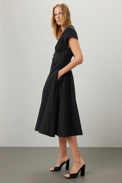 ALX Jaden Stretch-Cotton-Viscose Midi Dress