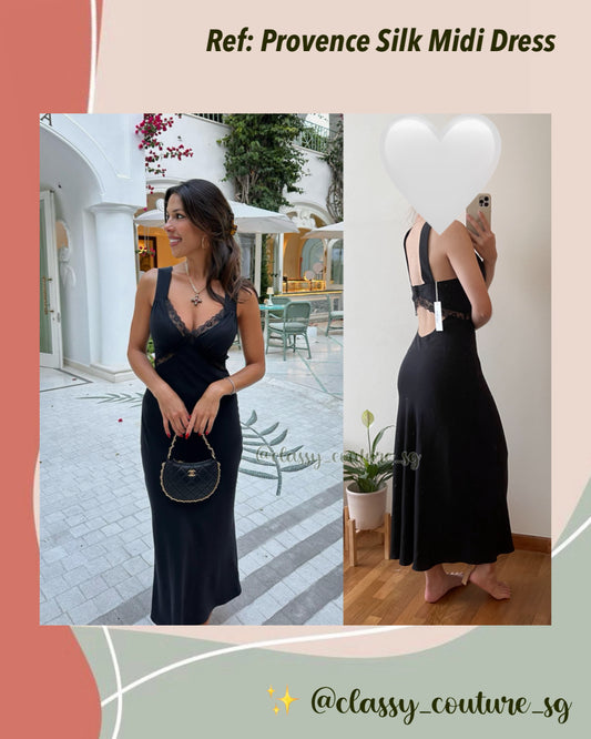 Ref Provence Silk Midi Dress in Black