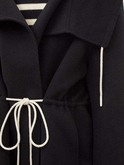 TOT Drawstring-Waist Wool Hooded Jacket