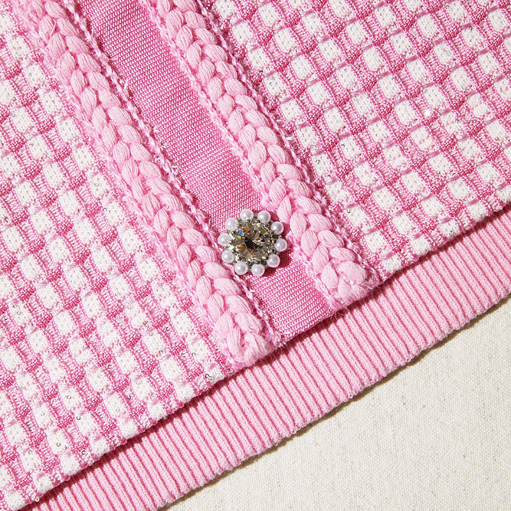 SALE! SP Pink Lurex Knitted Top | Mini Skirt | Set