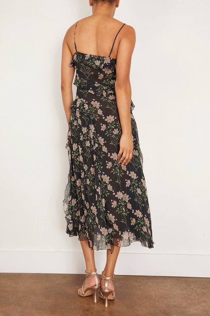 SE Elizabeth Floral Ruffle Strappy Midi Dress