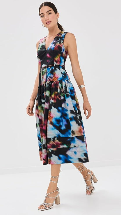 UJ Kiran Cotton Sleeveless Midi Dress in Aura Black