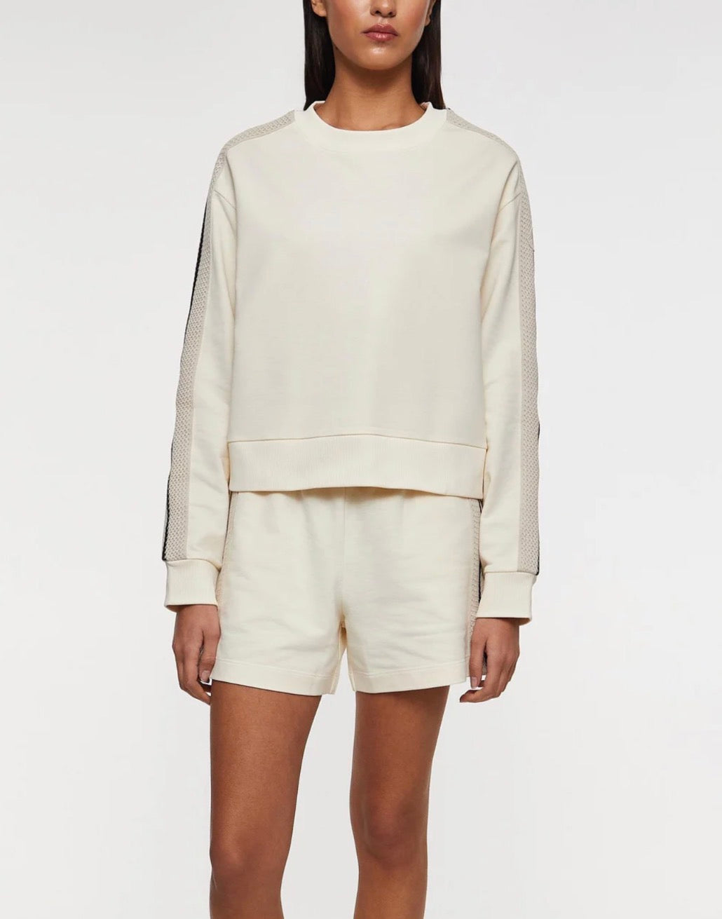 MC Crochet Accent Cotton Sweatshirt Pullover | Shorts | Set