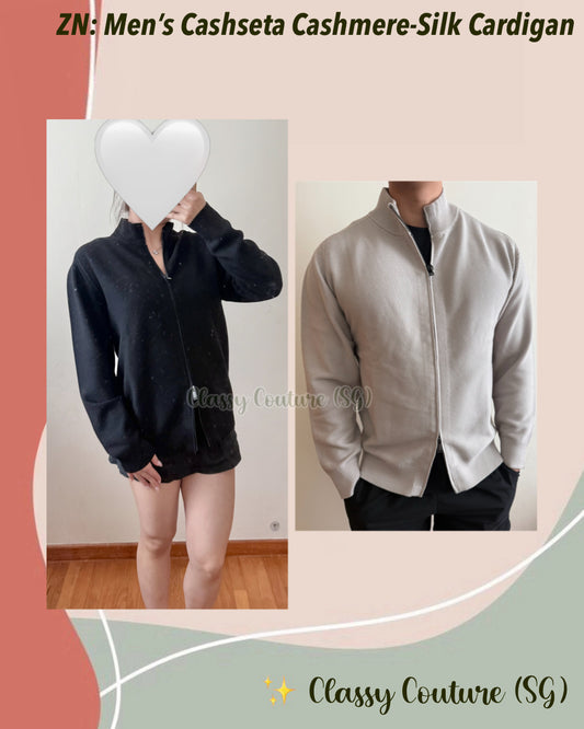 ZN Men’s Cashseta Cashmere-Silk Full Zip Cardigan