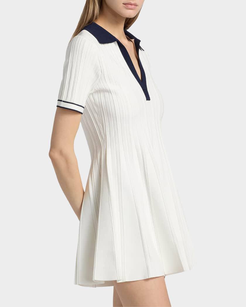 SK Page Viscose-blend Knit Green Polo Mini Dress