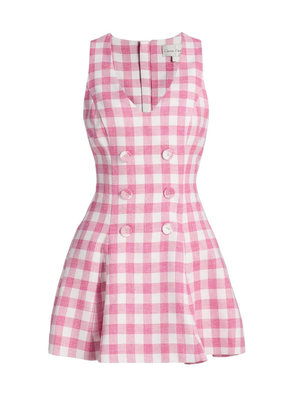 CC Saya Cotton-blend Gingham Vest Mini Dress